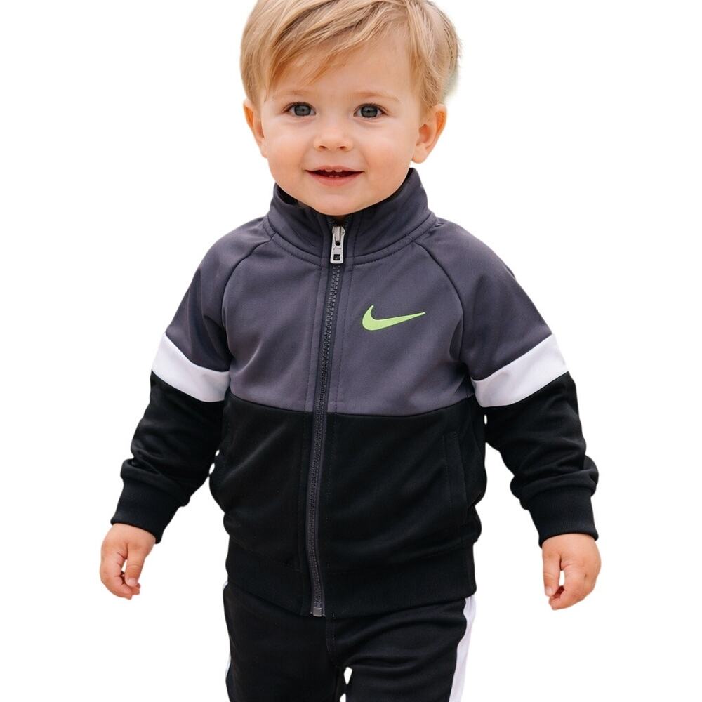 Nike Baby Track Jacket Gray Black Colorblock Swoosh Athletic 18M
